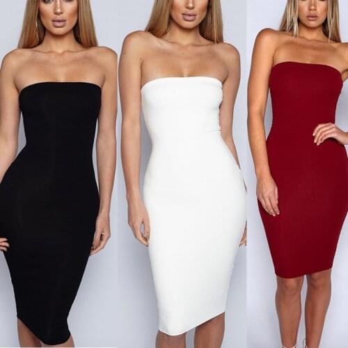 2019 summer sexy elegant solid color party dress dew backpack hip dresses woman party night