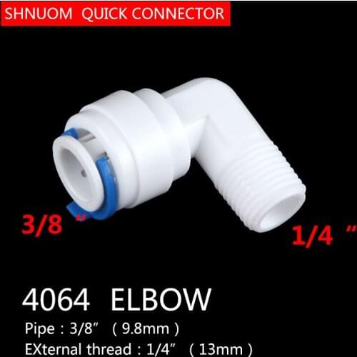 1/4" External thread to 3/8" Tube pipe Connection 4064 Elbow diameter 13MM Quick Connect filter RO Water Reverse Osmosis System