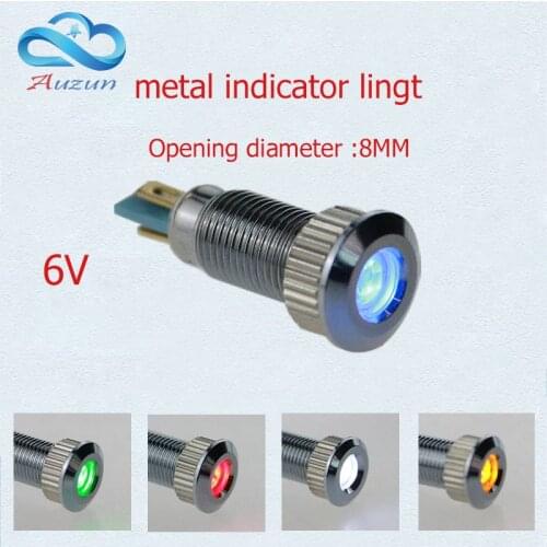 10 PCS metal Indicator light 8 mm metal lamp voltage 6v warning vehicle lamp red green yellow blue and white