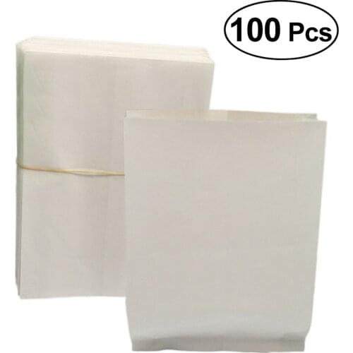 100pcs/set Oil Proof Take-out Grease Proof Disposable Kraft Paper Bag for Bread Baking Food Fried Chicken French Fries 15x12cm