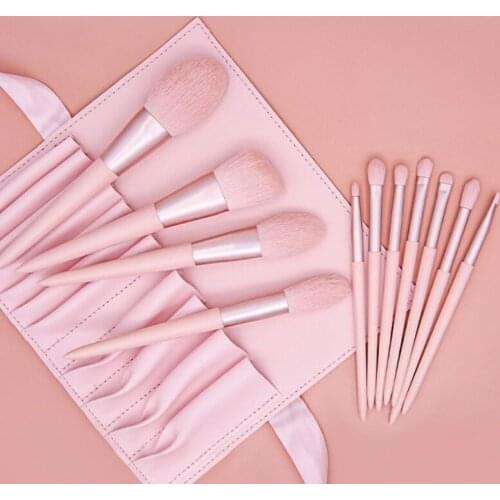 11 Pcs Makeup Brush Suit Soft Contour Powder Foundation Eye Shadow Concealer Eyebrow Blush Lips Make Up Tool Wooden Handle