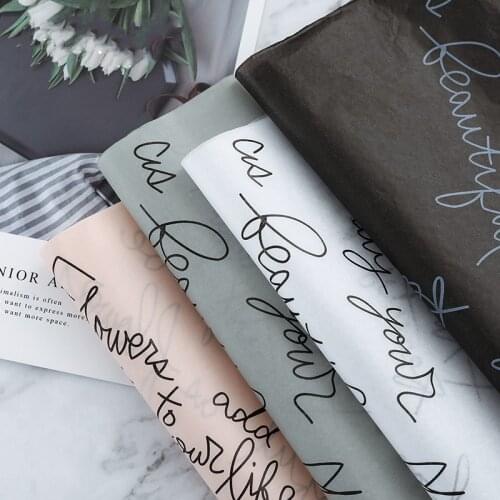 20pcs Flower Wrapping Paper Black White English Pattern Sydney Paper Lining Material Gift Wrap Florist Bouquet Wrapping Paper