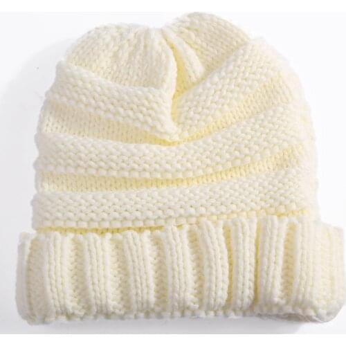 2020 Comfortable Winter Warm Unisex Children Kids Travel Casual Stripe Cap Plain Beanie Woolen Knitted Hat Rolled Cuff