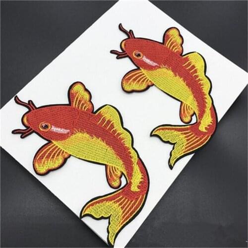 5pcs Red carp embroidery cloth stickers coat accessories Iron on Hot fix patch skirt modified embroidery factory salE 16.5x 10CM
