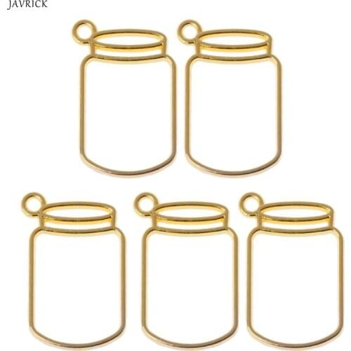 5Pcs Floating Bottles Metal Frame Hollow Pendant Bezels UV Resin Jewelry Making