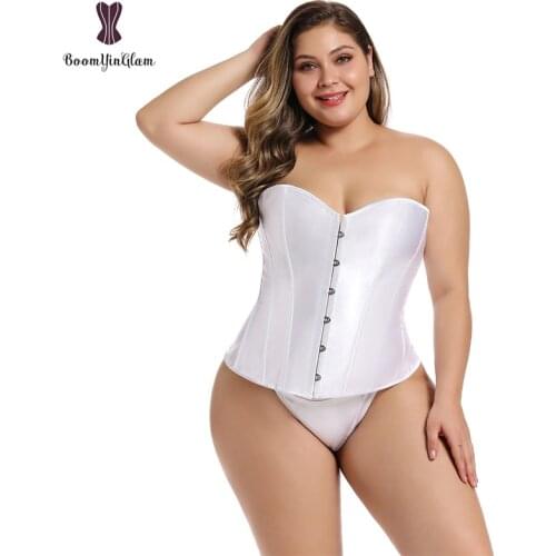 Satin Waist Trimmer Corsets And Bustiers Overbust Lace Up Boned Corset Top Plus Size Bodyshaper For Women 818