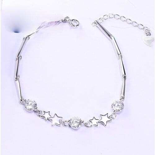 S925 pure silver stars han edition contracted students birthday gift bracelet bracelet female hand string