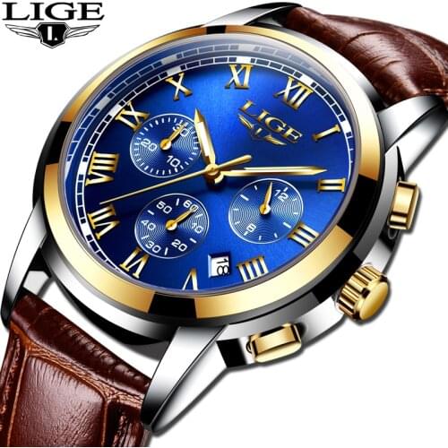 Reloj Hombre 2019 LIGE Mens Watches Top Brand Luxury Mens Sports Watch For Men Fashion Casual Leather Waterproof Quartz Watch