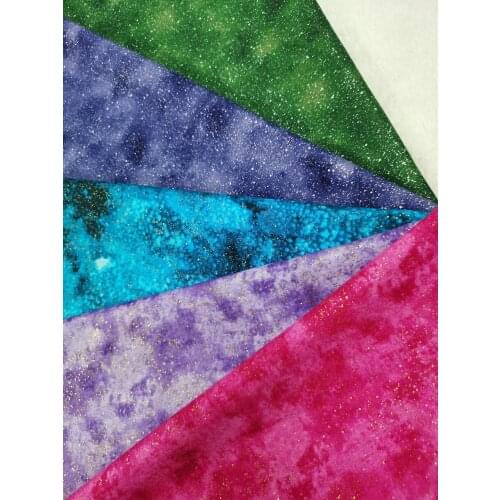 Galaxy Star Sky Golden Glitter Stamping Plain Cotton Fabric Bundle DIY Patchwork Rose Emerald Purple