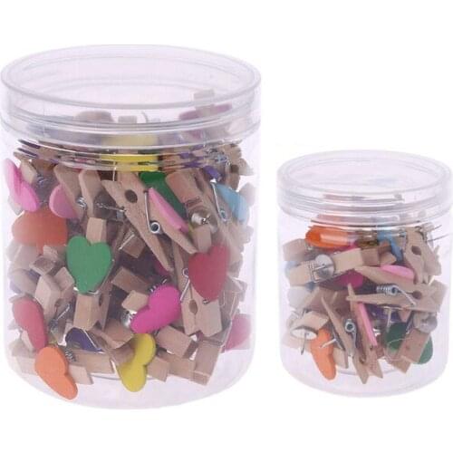 Push Pins With Wooden Clips Heart Pushpins Tacks Thumbtacks For Cork Boards Artworks Notes Photos Craft Projects