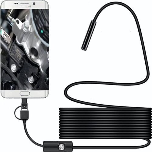 Mini Android PC Typec-C/USB HD 1200P Endoscope Camera Semi Rigid Hard Cable Led Light Endoscope Inspection Borescopes