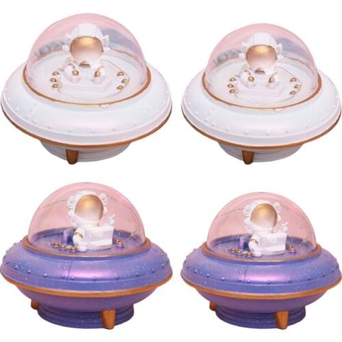 Astronaut Miniature Ornament Sculpture Outer Space Fun Toys UFO Star Lights Gifts Home Bar Hotel Nursery TV Shelf Decor Crafts