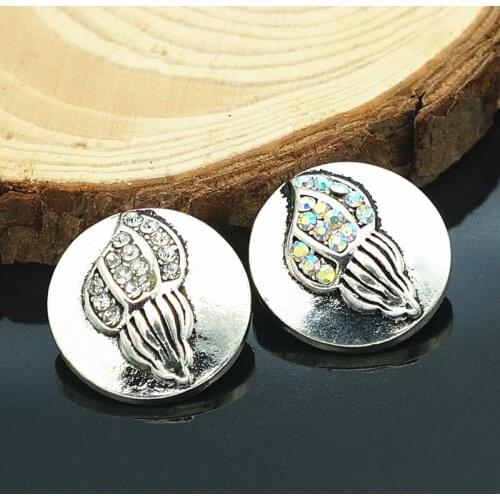 Fashion beauty Rhinestone conch 18MM metal snap buttons fit DIY 18mm snap jewelry wholesale KZ3256