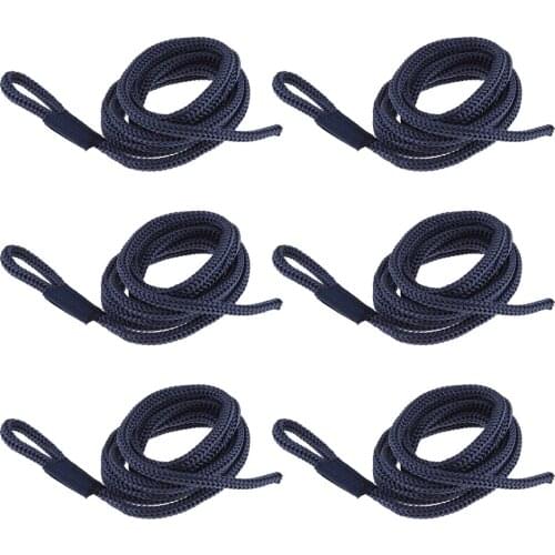 6pcs Marine Double Braided Nylon Dock Line Dockline D: 1/4 inch 6mm L: 5ft 150cm - Blue