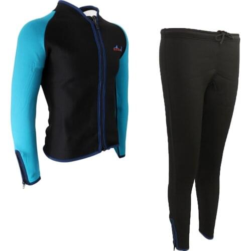 Mens 2mm Neoprene Long Sleeve Jacket SCUBA Diving Wetsuit Top And Long Pants for Water Sports