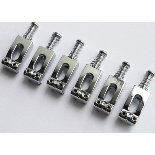 Set of 6 Chrome Guitar Saddles fits ST Locking Tremolo Trem Bridge
