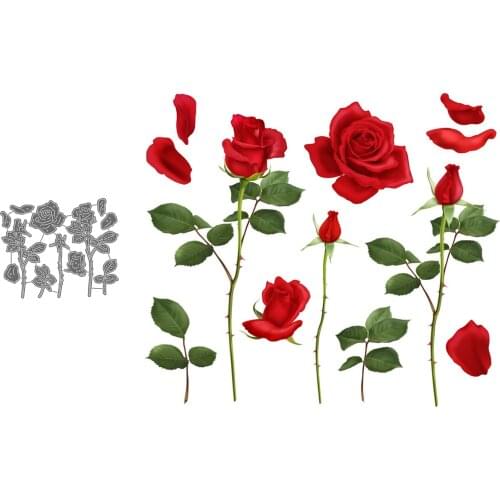 Rose Flower And Leaves Isolated Set Scrapbooking Paper Metal Craft Dies For Card Making Cut Dies 2021 Embossing New