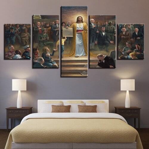 Wall Art Canvas Pictures Home Decor 5 Pieces Jesus Christ Returns To Earth Christian Paintings Prints Classic Posters Unframed