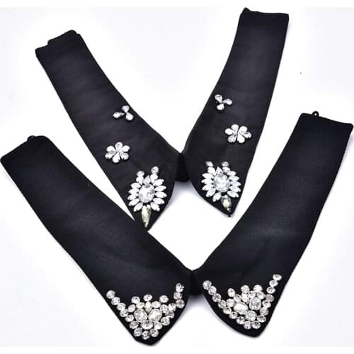 New Glass Rhinestone T-Shirt Sweater Collar Decorative Accessories Black With Clear Crystal Strass Collar DIY