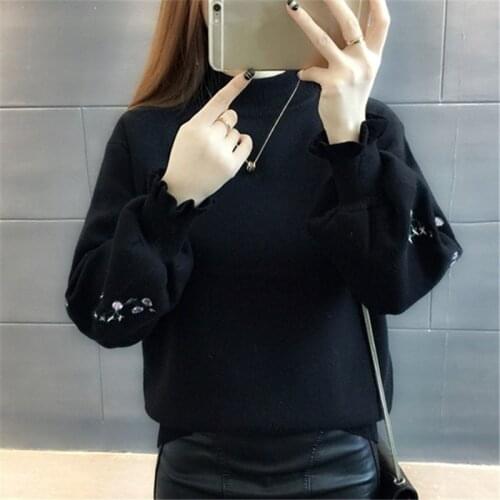 Autumn Winter New Knitted Sweater Lantern Sleeve Harajuku Selling Womens Fashion Casual Student Warm Beautiful Pull Femme A566