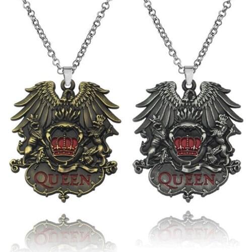 Rock Band Queen Necklace Punk Antique Metal Fans Necklace Holder Car Bag Chaveiro Pendant Men Jewelry