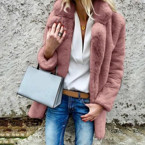 Fashion Women Lapel Fluffy Faux Fur Coat Warm Thick Winter Solid Color Outwear new