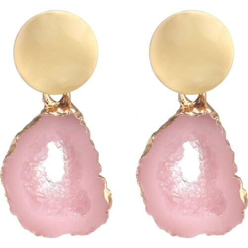 Fashion New Popular Creative Irregular Hollow Natural Alloy Crystal Stone Pendant Earrings For Women Simple Jewelry Wholesale