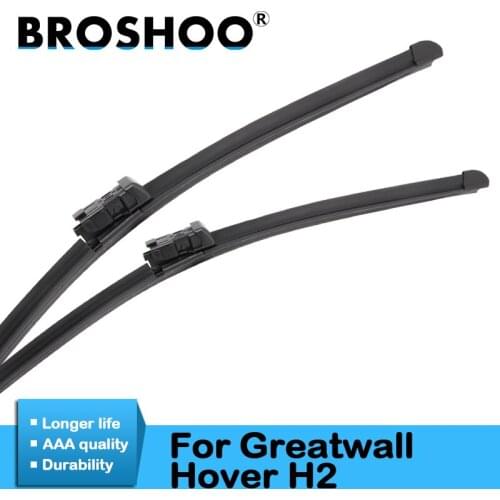 BROSHOO Car Styling Windscreen Wipers Blade Natural Rubber For Greatwall Hover H2 24"&16",Fit Push Button Arm Fit All Year