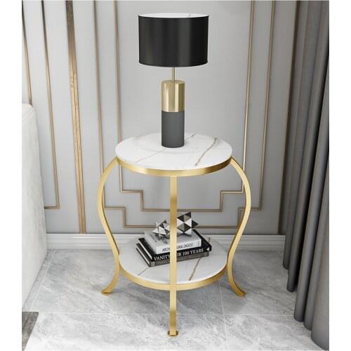 Light Luxury Rock Slab Corner Table Simple Modern Living Room Sofa Side Table Small Coffee Table Balcony Small Round Table Bedsi
