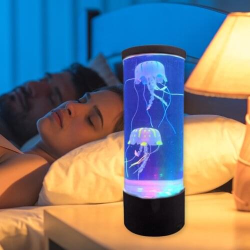 Jellyfish Water Tank Aquarium LED Lamp Color Changing Bedside Lava Night Light for Home Bedroom Decoration Kids Gifts USB/Batter