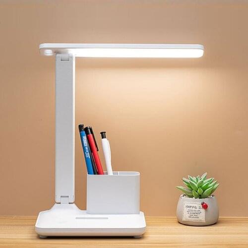 3600mAh LED Desk Lamp High Brightness Soft Light Study Work Table Lamps for Reading Rechargeable Touch LED Lamp Phone Pen Holder
