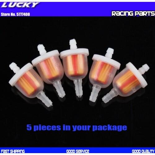 5 pcs Universal Motorcycle Gasoline Filter Clear Inline Gas Fuel 1/4" 6mm Hose Gas Fuel Filter