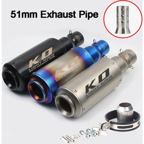 Motorcycle Universal Exhaust Muffler Pipe Vent Tube With DB Killer for 38-51mm Tail Silencer Tips Stainless Steel 330mm Length