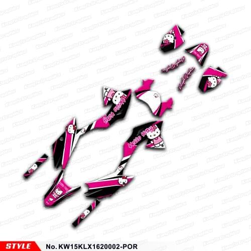 Aftermarket Graphics Personalised Sticker Kit for KLX150BF KLX 150 BF 2016 2017 2018 2019 2020, Style No. KW15KLX1620002-POR