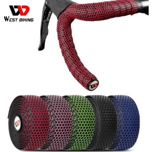 WEST BIKING road handlebar with honeycomb silicone non-slip surface, wrap belt and shock absorber strap riding equipment