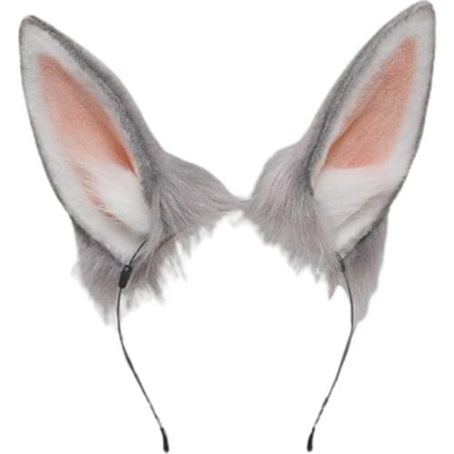 Women Animal Bunny Ears Headdress Plush Furry Lolita Headband Anime for Halloween Christmas Cosplay Accessories