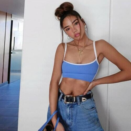 NEW Summer Women Crop Top Sexy Ladies Sleeveless Strapless Bustier Bralette Corset Party Club Tank Ladies Blue Camis Outwear