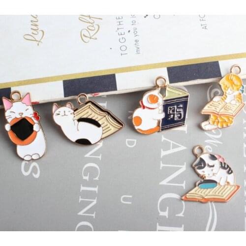 10pcs Fashion Charms Enamel Cat Shape Charm For Jewelry Making Bracelet Charms DIY Findings Earring and Necklace Pendant
