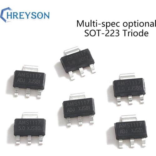10Pcs SMD Low Dropout Voltage Regulator Transistor CZT5551 LM317DCYR MCP1703T-3302E/DB SPX1117M3-3.3 TLV1117-33IDCYR SOT-223 IC