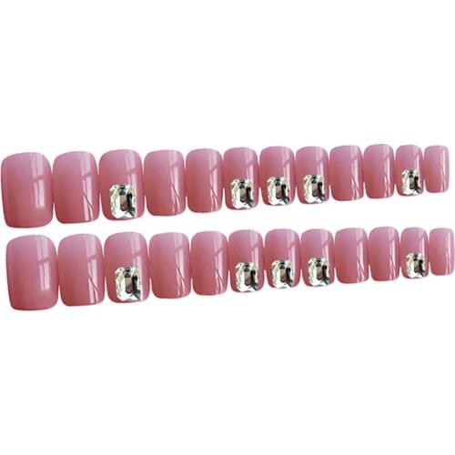 24 Pack Full Cover Nails Artificial False Nail Tips with Bling Rhinestone Decor 12 Different Sizes