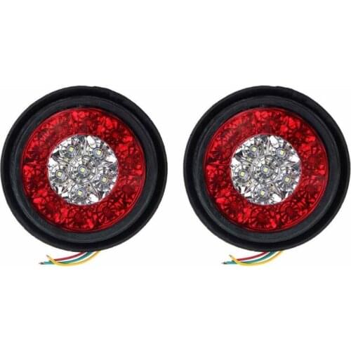 Car Round LED Amber Red Taillights 16LED 12V Stop Brake Running Reverse Backup