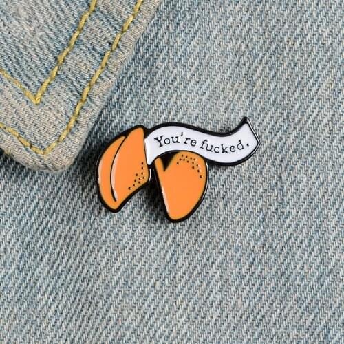 White Banner You're F... Enamel Brooch Orange geometry Lapel Pin Shirt Bag Funny Badge Jewelry Gift For Friends