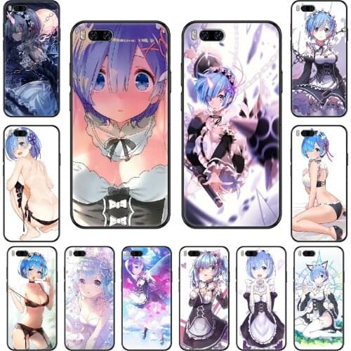 Anime ReZERO Rem Phone case For Xiaomi Mi 6 8 9 A1 2 3 Mix3 Mix2 Mix2S X T Lite Pro black luxury back silicone cell cover pretty