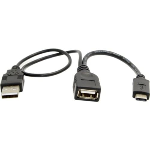 CY USB-C Type-C USB 3.1 to USB 2.0 Female OTG Data Cable with Power for Cell Phone & New Laptop Pro