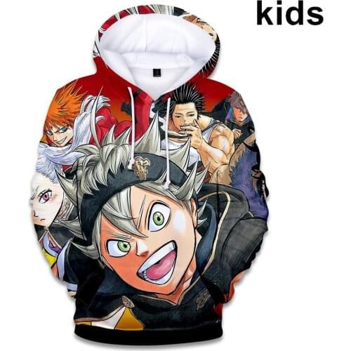 3 To 14 Years Kids Hoodie Black Clover Anime 3D Hoodies Sweatshirt Boys Girls Kawaii Outerwear Jacket Coat Children Clothes