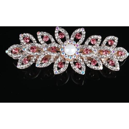 Water drill flower alloy hair clip headdress lady elegant spring 8CM horsetail clip hair card hair accessory