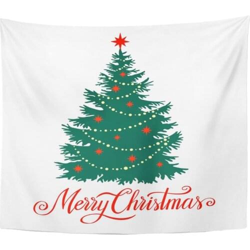 Tapestry Green White Christmas Tree Silhouette Snowflakes Xmas Star Snow Tapestries Wall Hanging for Living Room Bedroom Dorm
