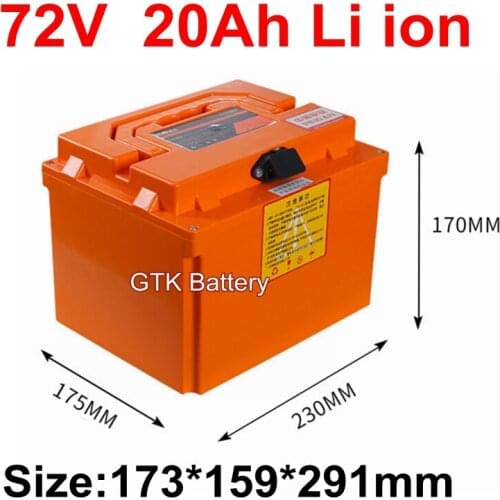 GTK 72V 20Ah E-Bike Lithium ion Battery pack for 2000w 3000w electrombile bicycle motor +5A charger