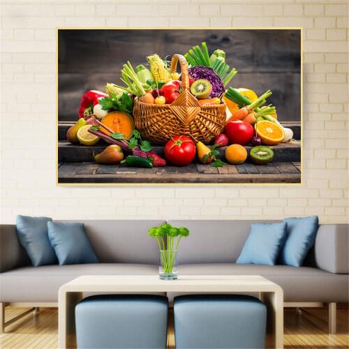 HD Print Fruit and Basket Modern Wall Art Poster Canvas Painting Prints Cuadros for Kitchen Restaurant Decoration No Frame