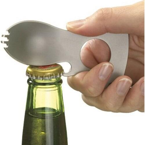 Camping Fork Spoon Multi-function Stainless Steel Cutlery 2 In 1 Spoon Fork Outdoor Cooking Camping Equipment Hiking Cooking